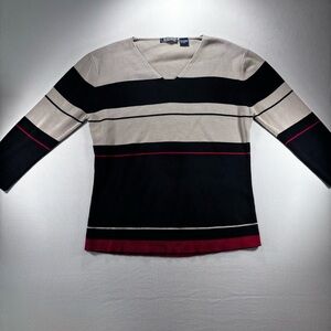 Harold's Elegant Striped V-Neck Sweater